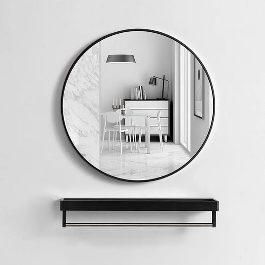 50cm Round Wall-Mounted Bathroom Mirror with Sleek Frame – Modern Hanging Design