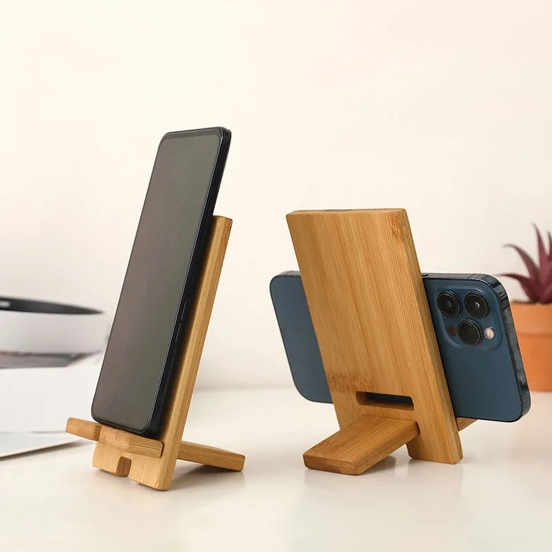 Bamboo Lazy Bracket Phone Stand with Cable Charger – Detachable, Lightweight Holder for Hands-Free Viewing and Healthy Posture Support