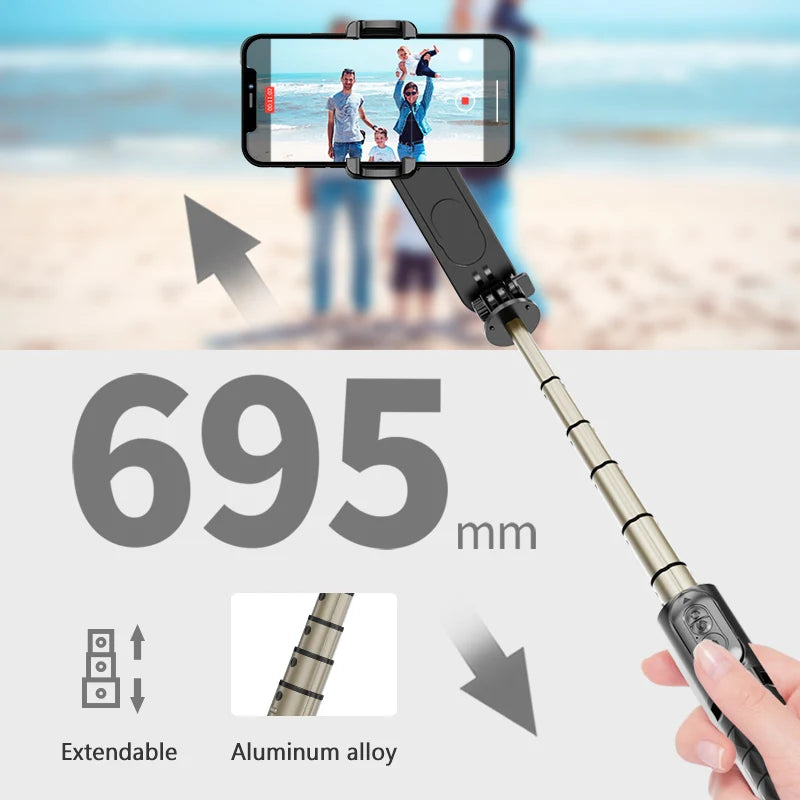 Gimbal Stabilizer Selfie Stick Tripod – Wireless Bluetooth with Fill Light for Smartphones