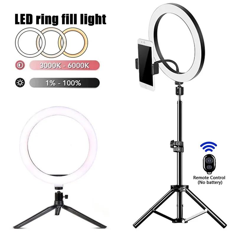 LED Selfie Ring Light with USB Remote & Phone Holder – Perfect for YouTube, TikTok, and Live Videos