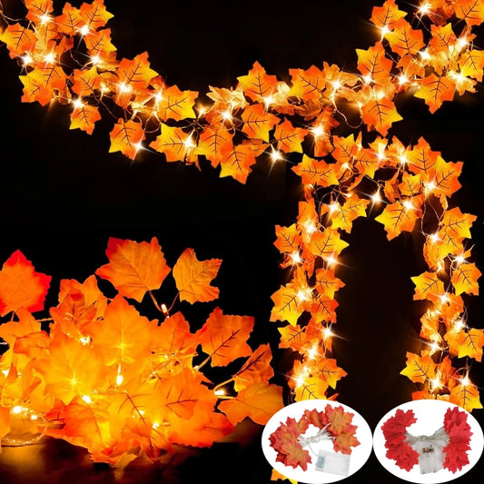 LED Maple Leaf Light String – 1.5m/3m/6m, Perfect for Indoor Halloween, Thanksgiving, and Christmas Decorations