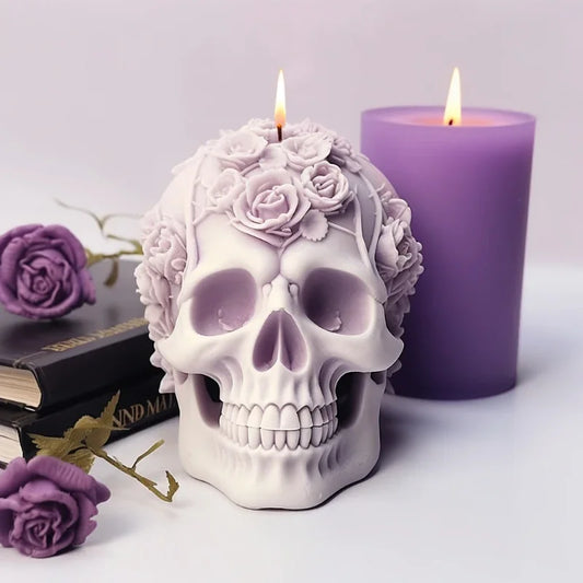 3D Skull Flower Silicone Mold for Halloween-Themed Candles, Soaps, and DIY Crafts