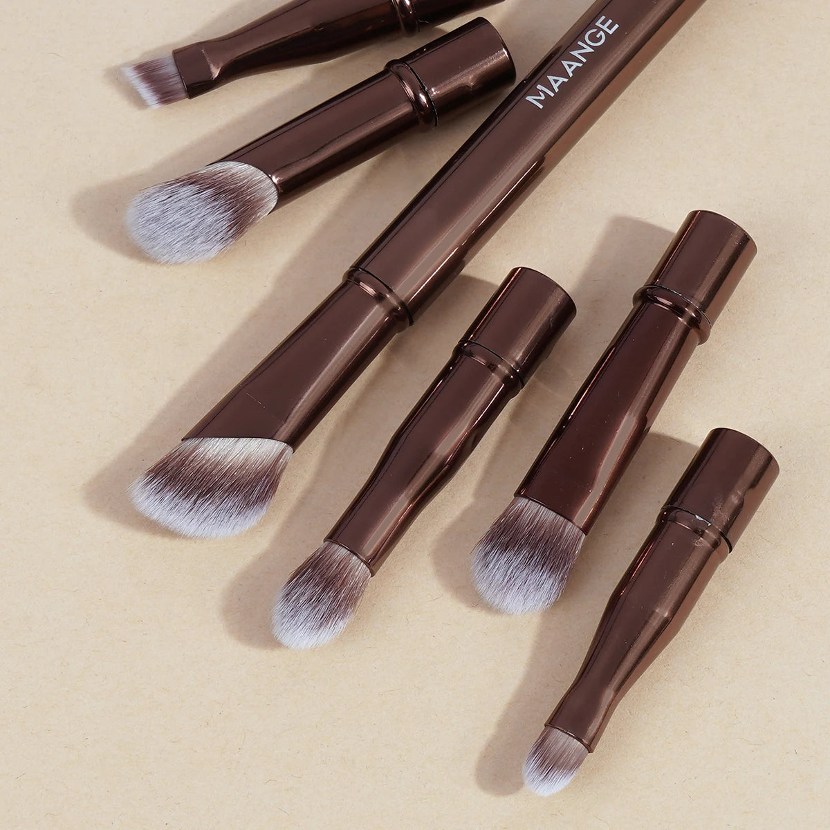 MAANGE Double-Ended Makeup Brush Set – Detachable Travel Contour & Concealer Brushes with Box