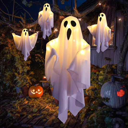 2024 LED Glow Ghost Halloween Decoration – Hanging Horror Prop for Home, Indoor & Outdoor Decor